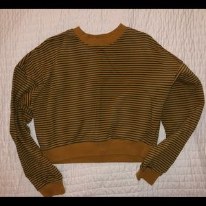 Forever 21 striped yellow/green cropped sweatshirt